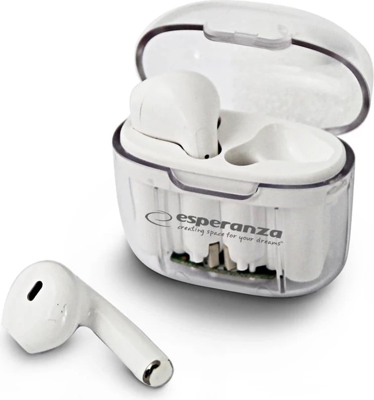 Dëgjuese Bluetooth Esperanza EH237W, TWS, të bardha