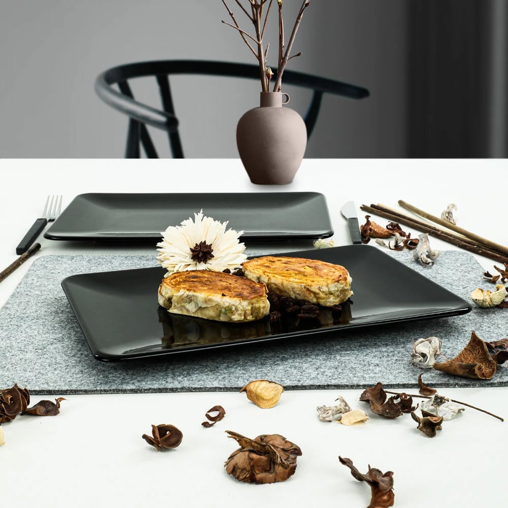 Set pjatash servirëse (2 copë), ngjyrë e zezë, Hermia Concept, ST032202F650A000000MAKRS00