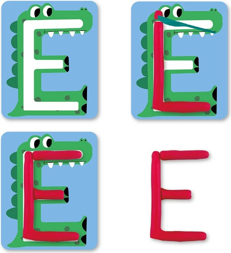 Set plasteline edukative ASKATO Plastusiowe Play Set - Letters, shumëngjyrëshe