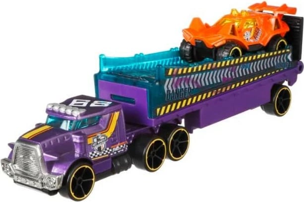 Set lodrash Hot Wheels kamion me rimorkio dhe veturë sportive, Mix ngjyra