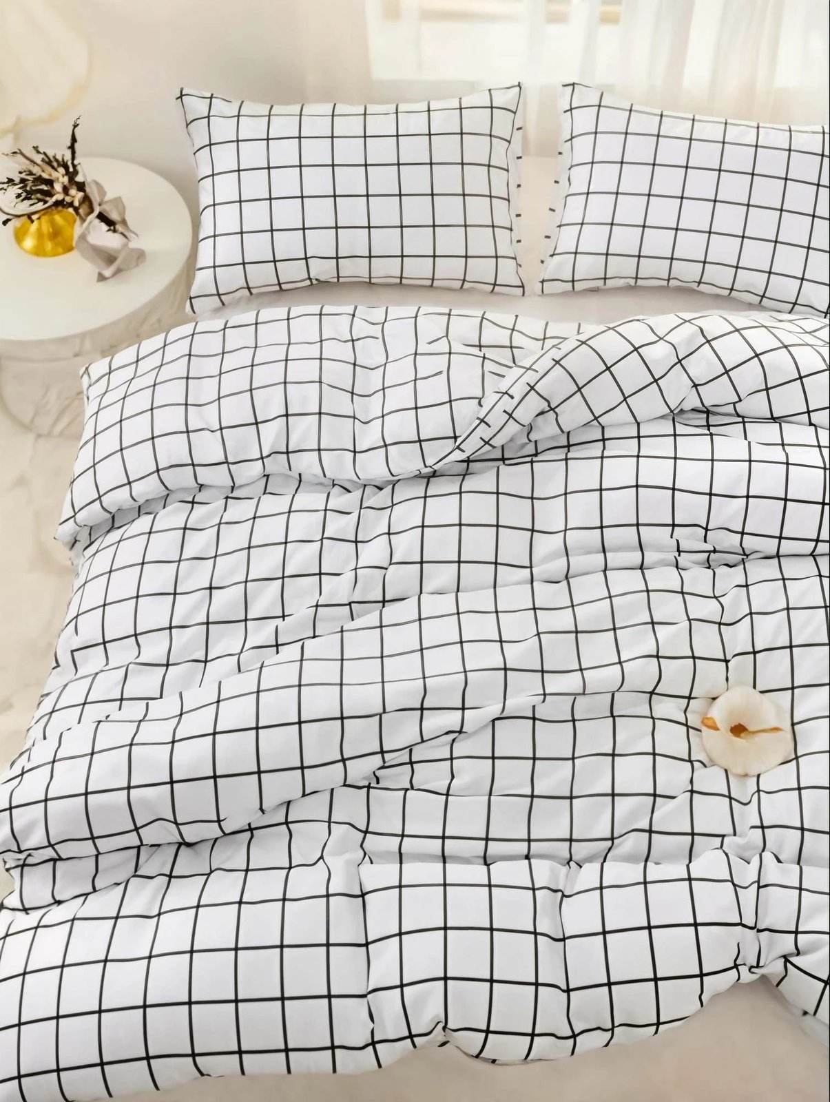Set mbulesë krevati e qepur, king size, ngjyrë e zezë, L'essentiel, pled, me dy jastëkë