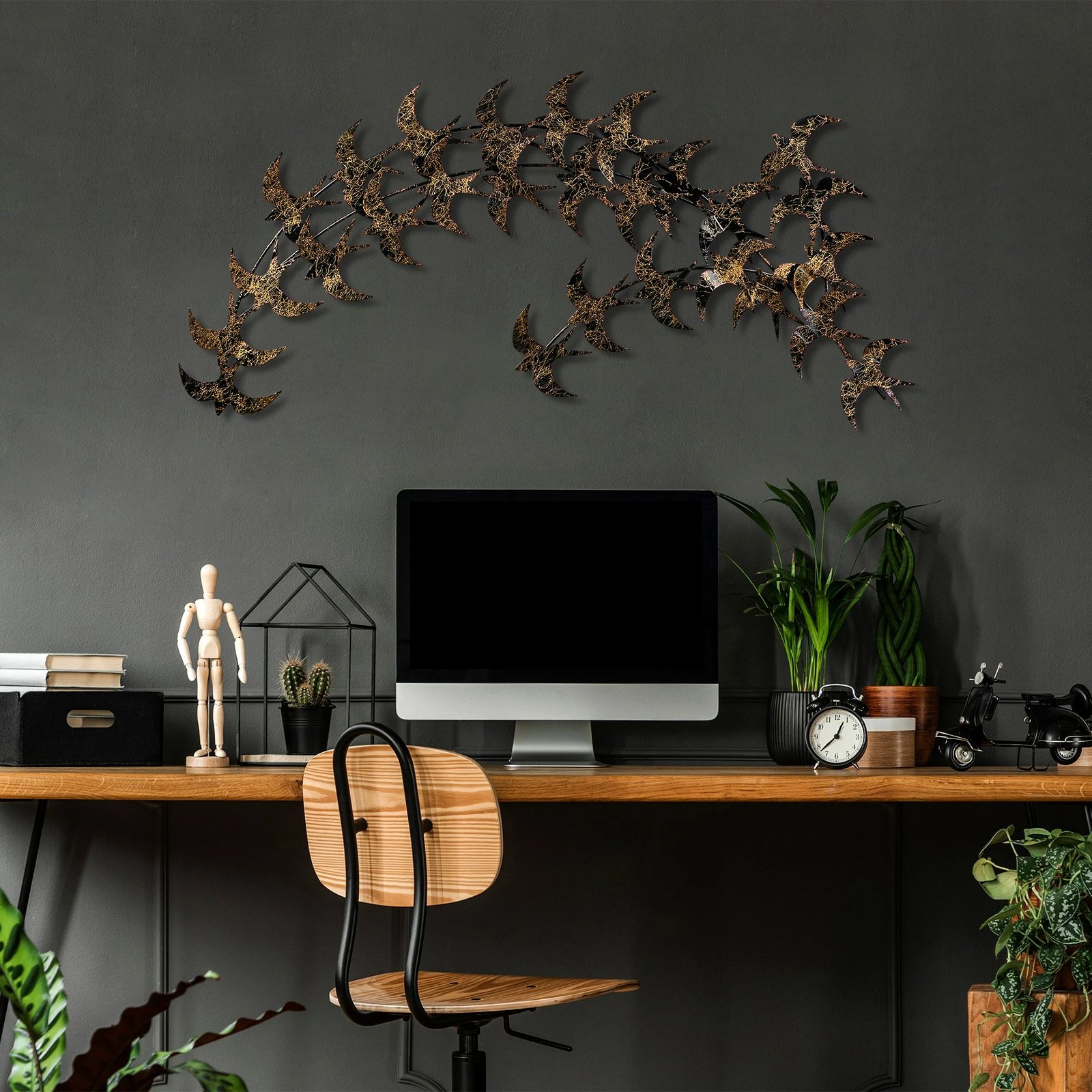 Aksesor dekorativ metalik për mur Wallity, Kirlangic, ngjyrë ari