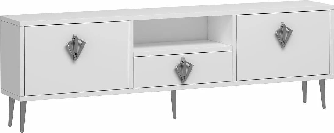 Komodë TV Skye Decor, 1313-DROP-32, e bardhë, argjend