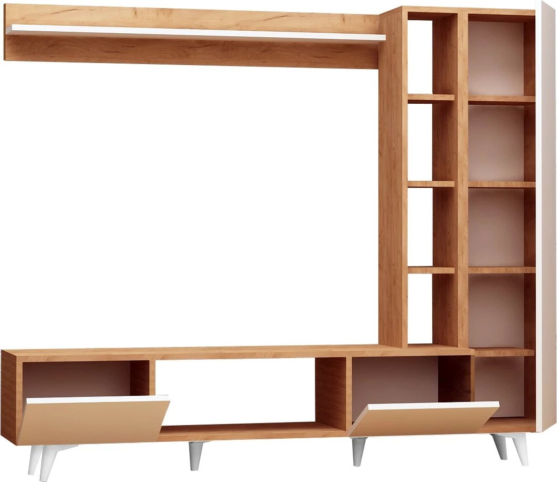 Njësi TV Skye Decor, rambuty, ngjyrë lis dhe e bardhë