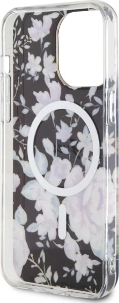 Mbështjellës Guess GUHMP14XHCFWSK për iPhone 14 Pro Max 6.7", MagSafe, lule, zi Mbështjellës Guess GUHMP14XHCFWSK për iPhone 14 Pro Max 6.7", MagSafe, lule, zi