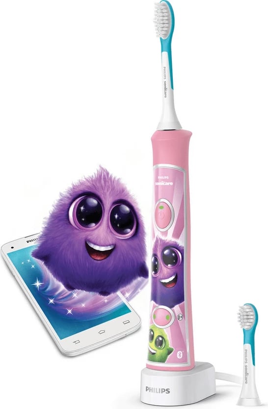 Furçë dhëmbësh elektrike sonike për fëmijë, Philips, HX6352/42, me Bluetooth, rozë