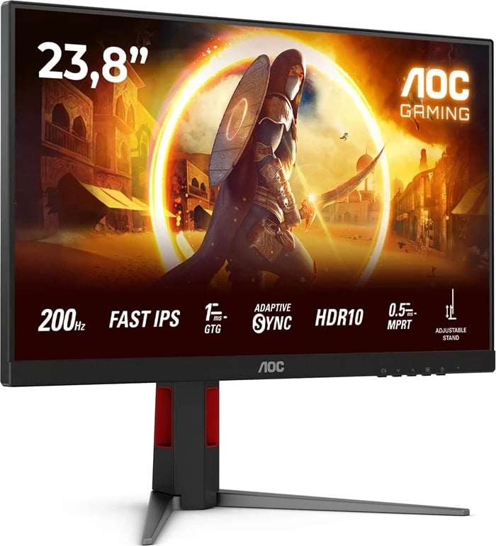 Monitor gaming AOC 24G4HA, 23.8", Full HD, LED, i zi me të kuqe