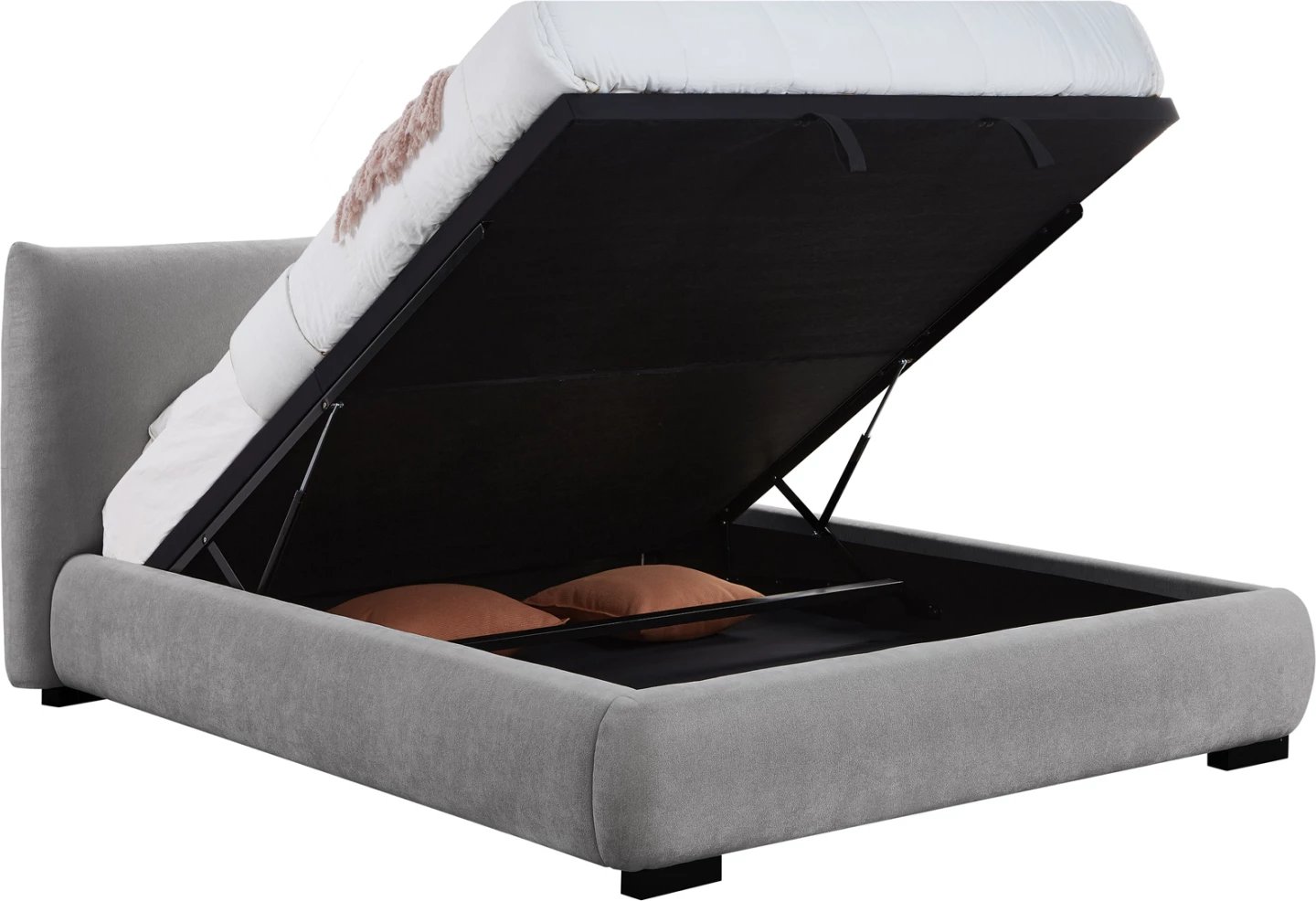 Krevat dopio me hapësirë për depo, stof leshi artificial, gri, NUVIA CD728.01, dyshek 160x200cm