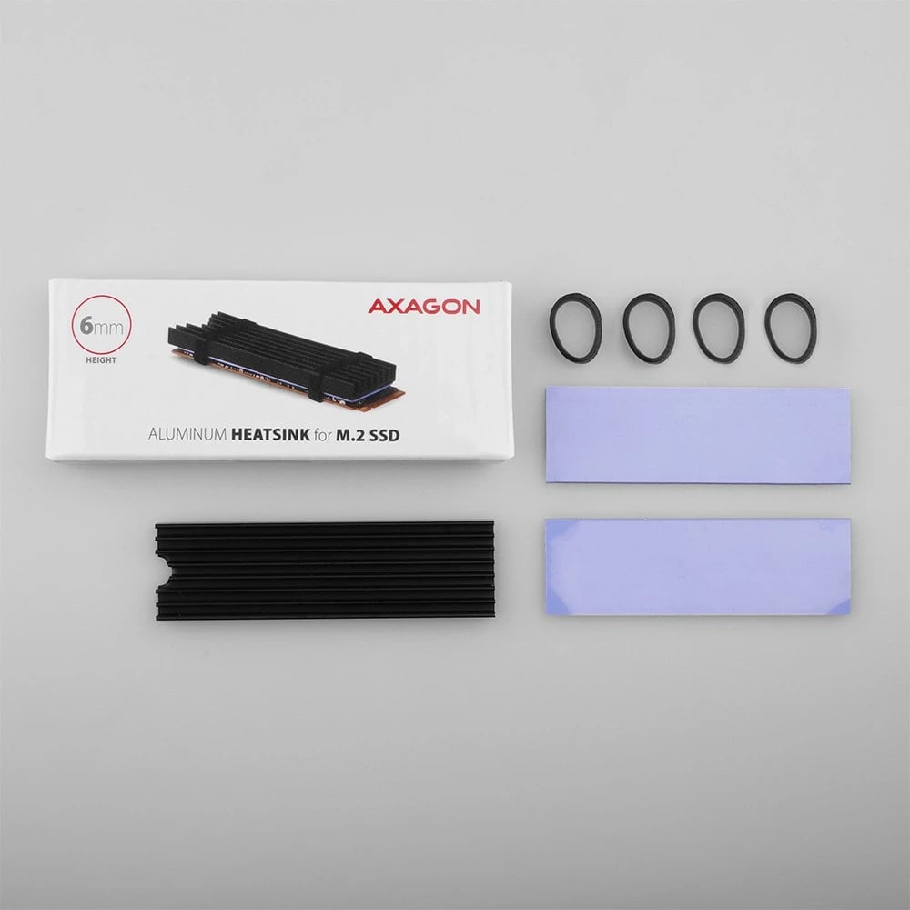 Radiator pasiv AXAGON CLR-M2L6 për SSD M.2, alumini, 22x80mm, i zi