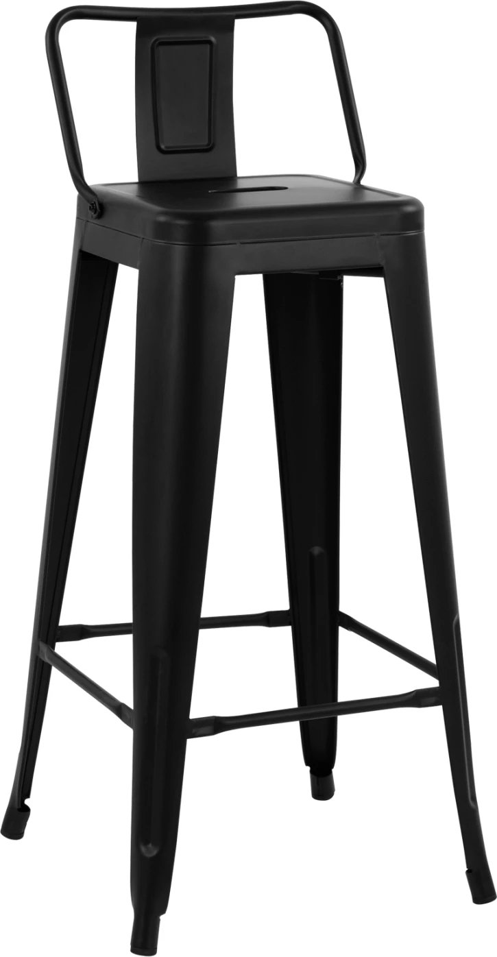 Karrige për bar me mbështetëse MELITA-PRO FH8643.42 metalike, ngjyrë e zezë mat, 42x42x100Hcm