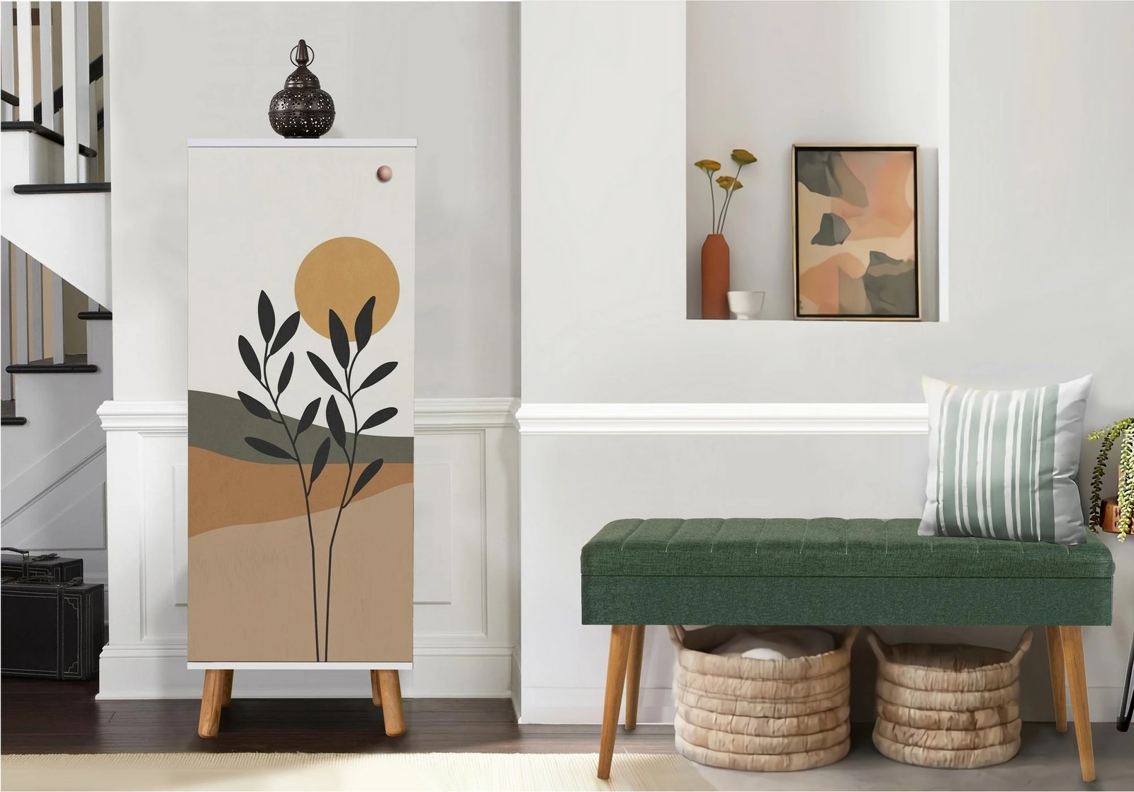 Set mobiljesh për korridor, ngjyrë e bardhë dhe e gjelbër, Skye Decor, 956 - 1070