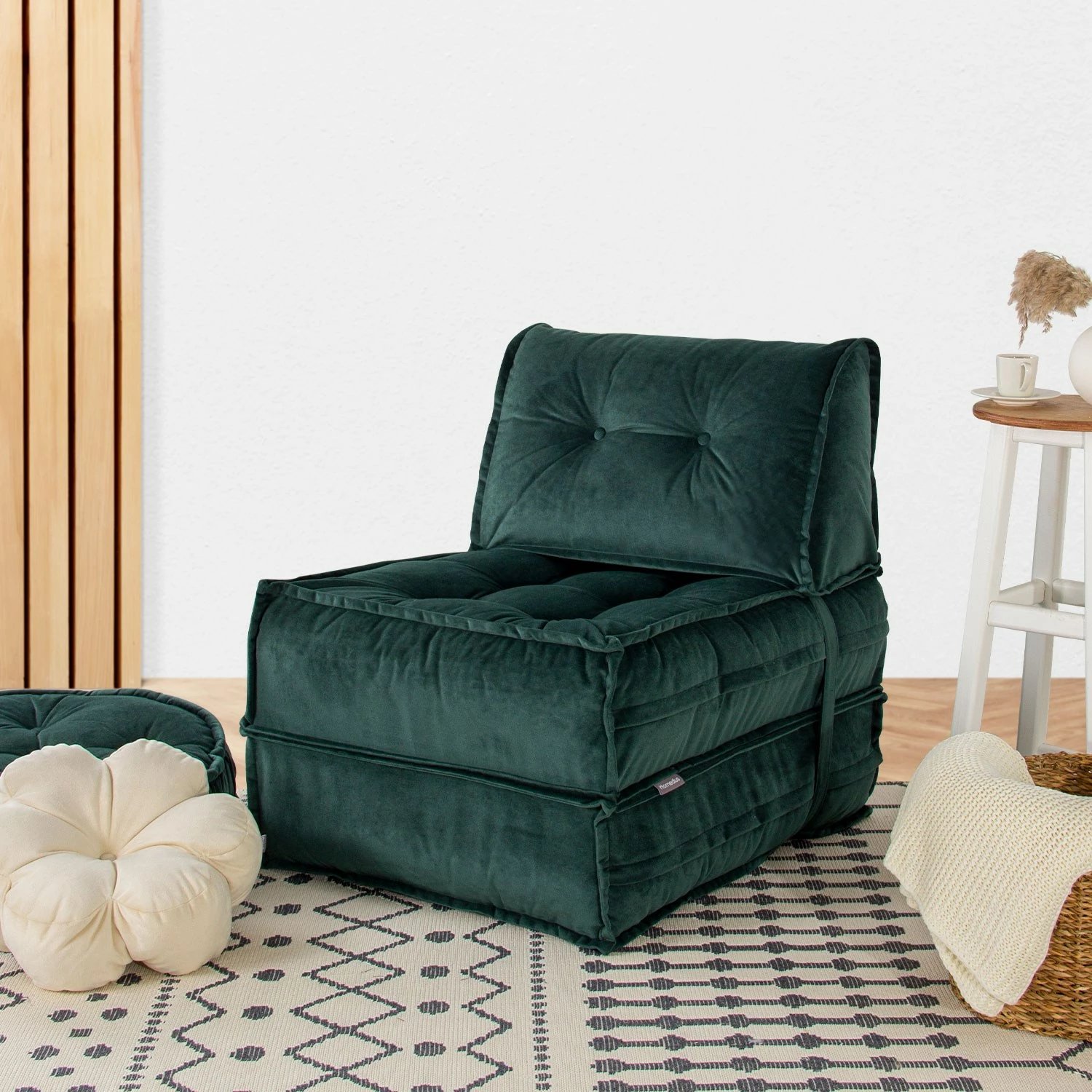 Krevat-karrige një vendës, kadife ngjyrë jeshile petrol, Atelier del Sofa