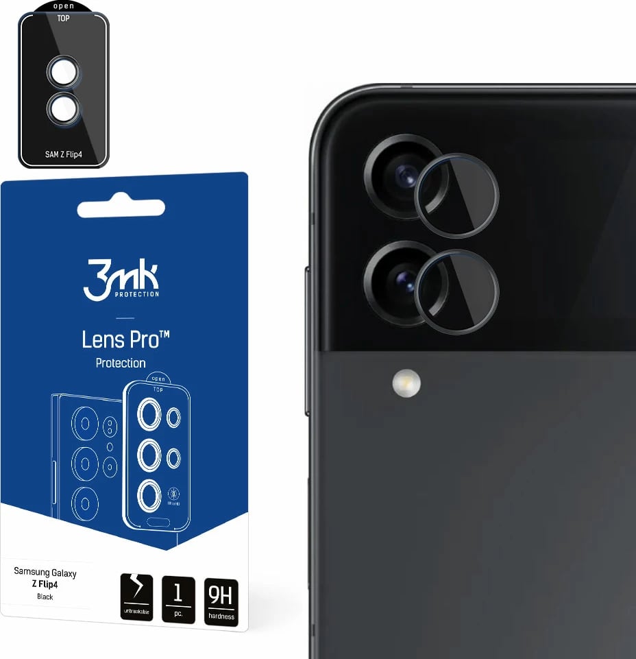 Mbrojtës xhami për kamerë 3mk Protection Lens Pro, për Samsung Galaxy Z Flip 4, Zi
