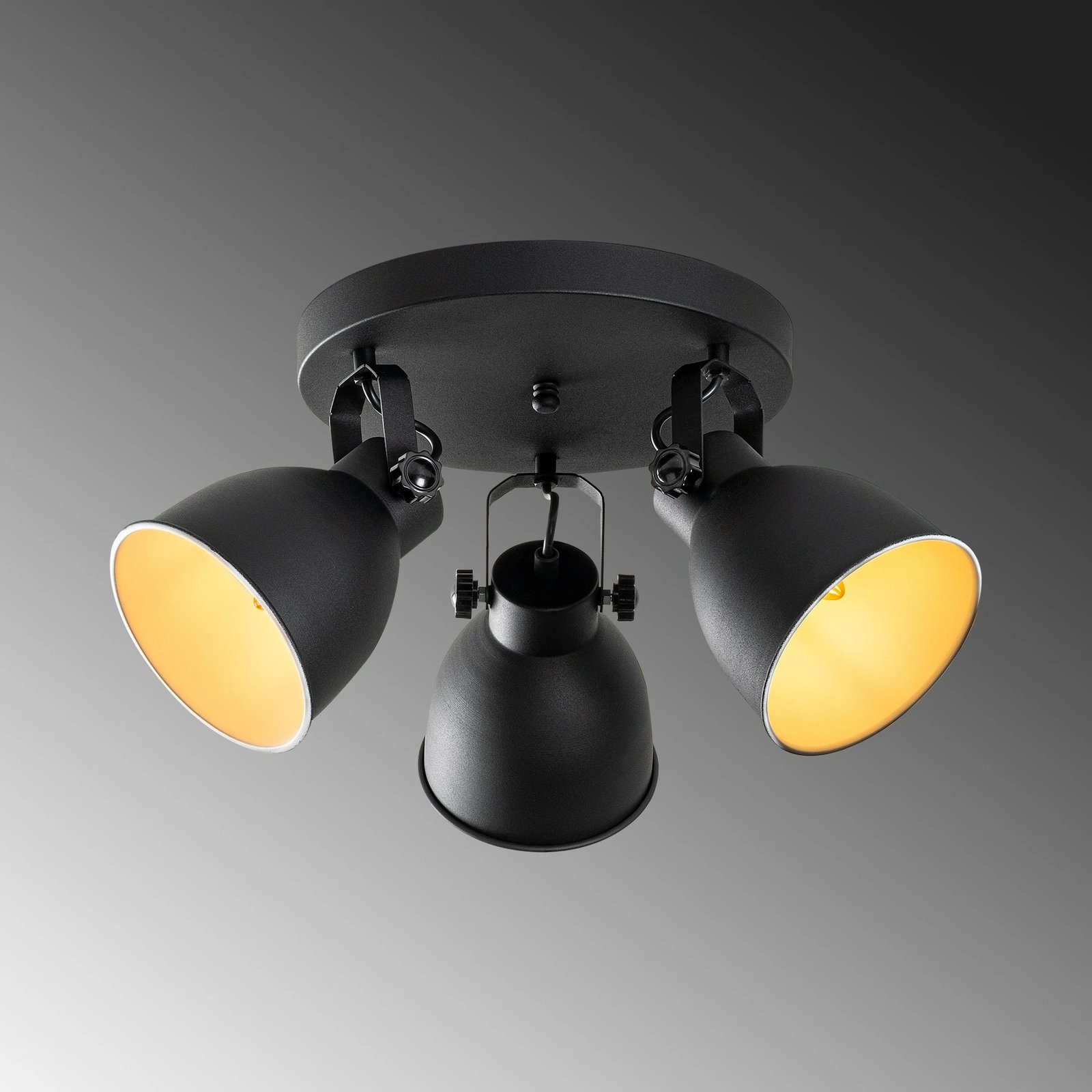 Llambë tavani Opviq, Spotkafası, e zezë, 3 vende, 46cm