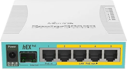 Router MikroTik hEX PoE, i bardhë