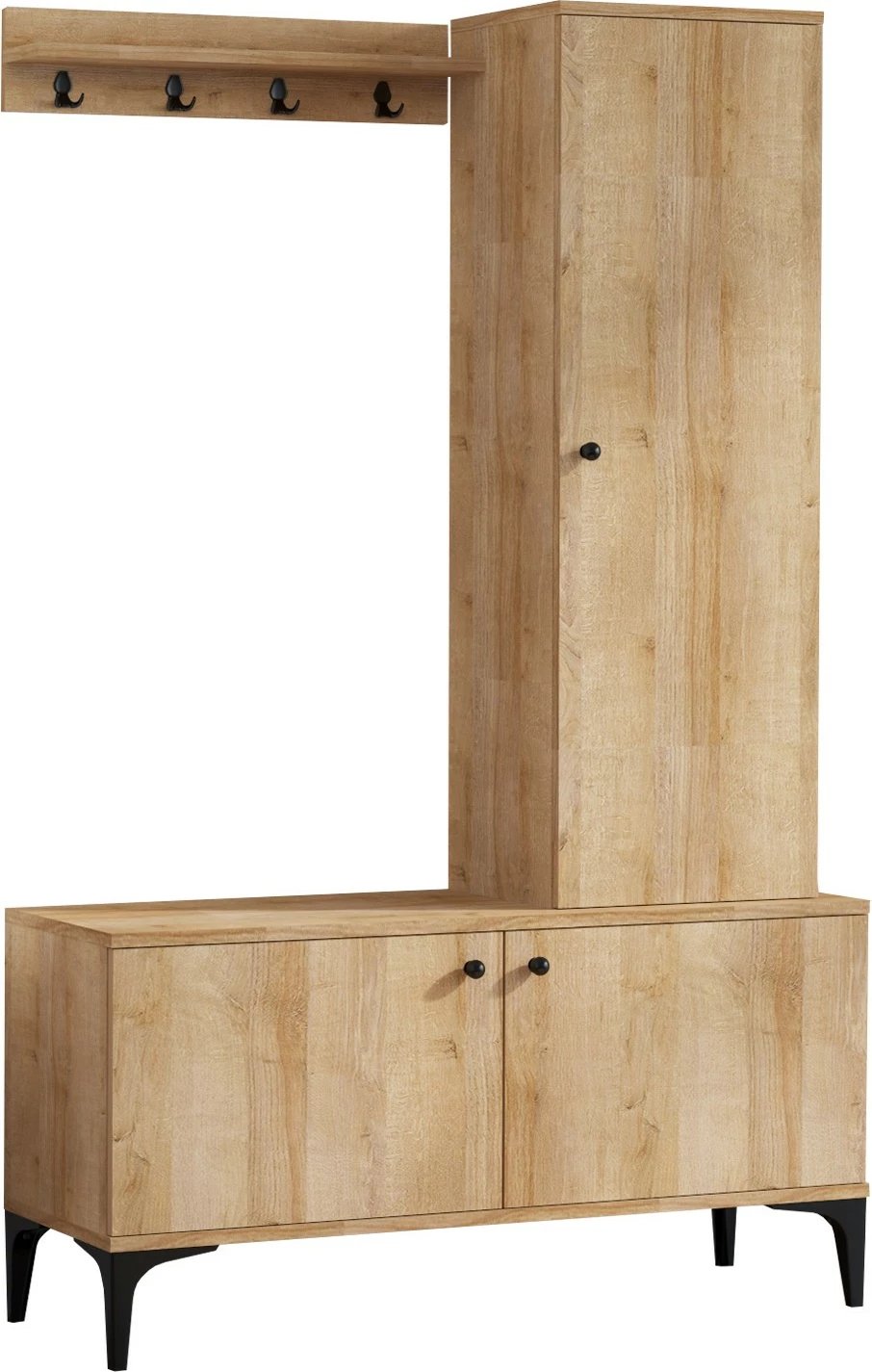 Stendë për korridor, ngjyrë lisi dhe e zezë, Lex