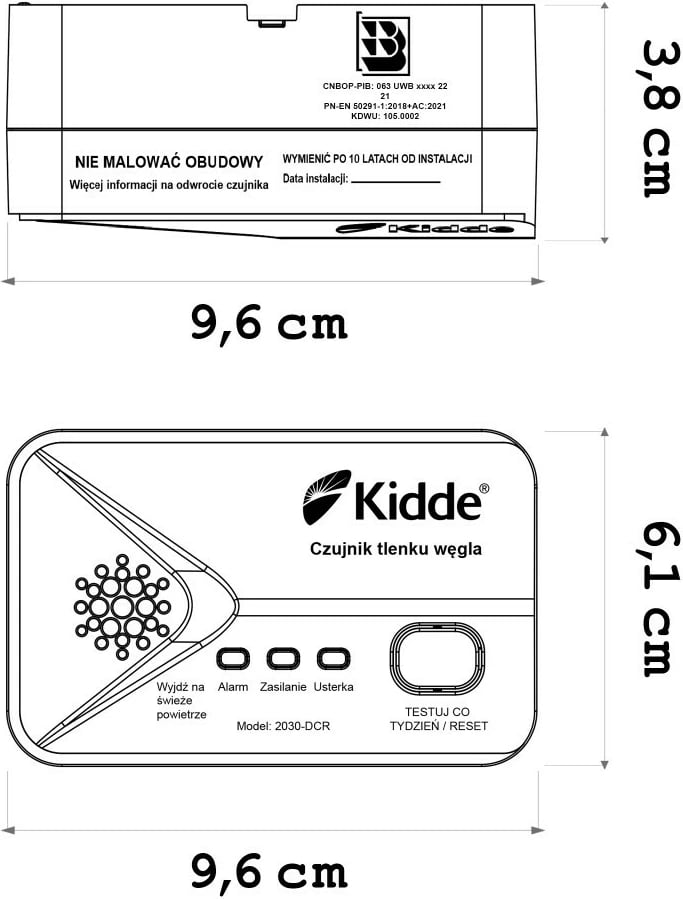 Detektor monoksidi Kidde KID-2030DCR, i bardhë