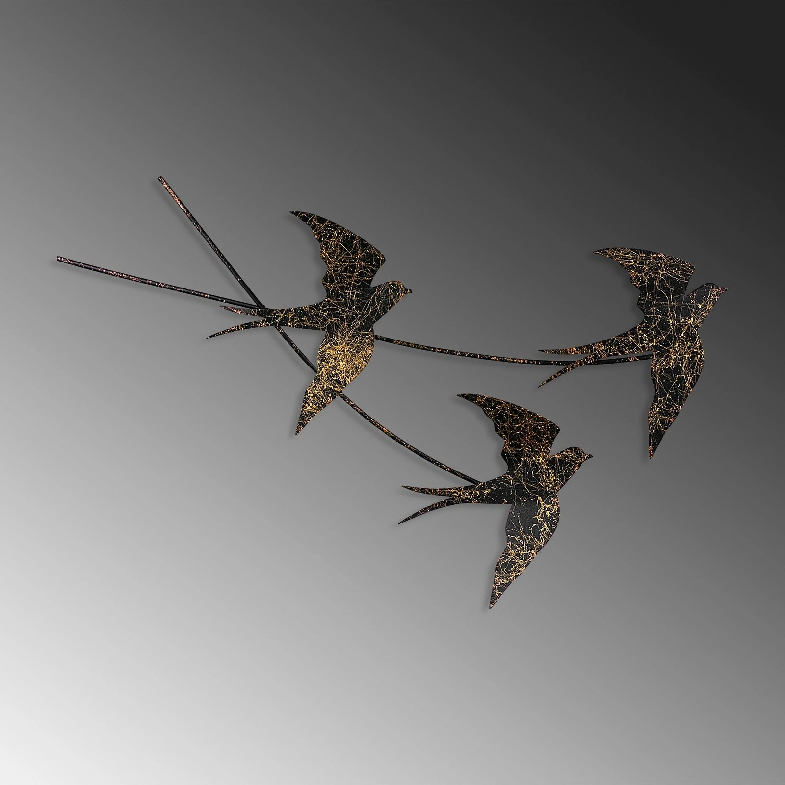 Aksesor dekorativ metalik për mur, Wallity, Wallow 2, shumëngjyrësh, 42x70cm