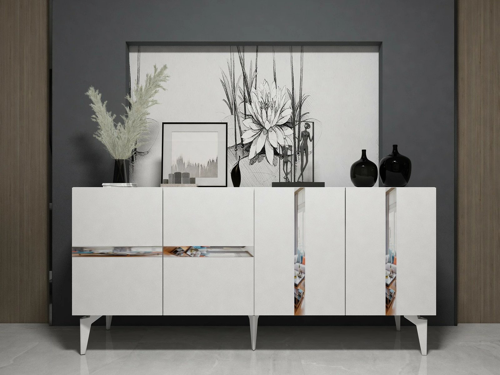 Konsol Skye Decor, Vania, e bardhë, argjend