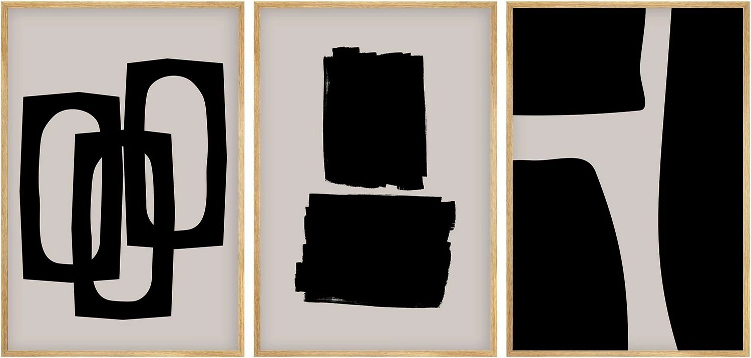 Set pikturash dekorative me kornizë, MDF, 3 copë, Wallity, Huhu236, 30x40cm