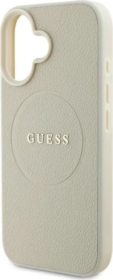Mbështjellës Guess Grained Ring MagSafe për iPhone 16, Bezhe Mbështjellës Guess Grained Ring MagSafe për iPhone 16, Bezhe