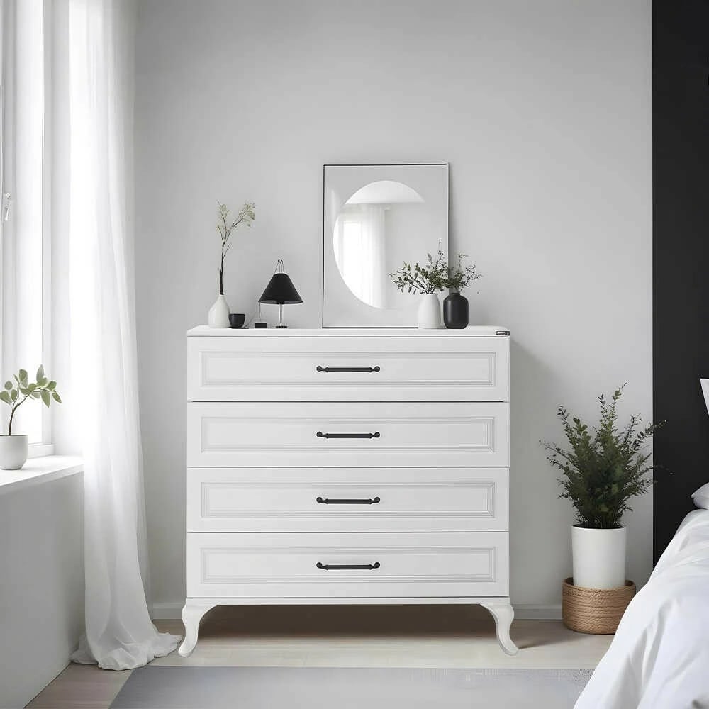 Komodë Hanah Home, Sfn-1004-Dd-1, e bardhë, 4 sirtarë