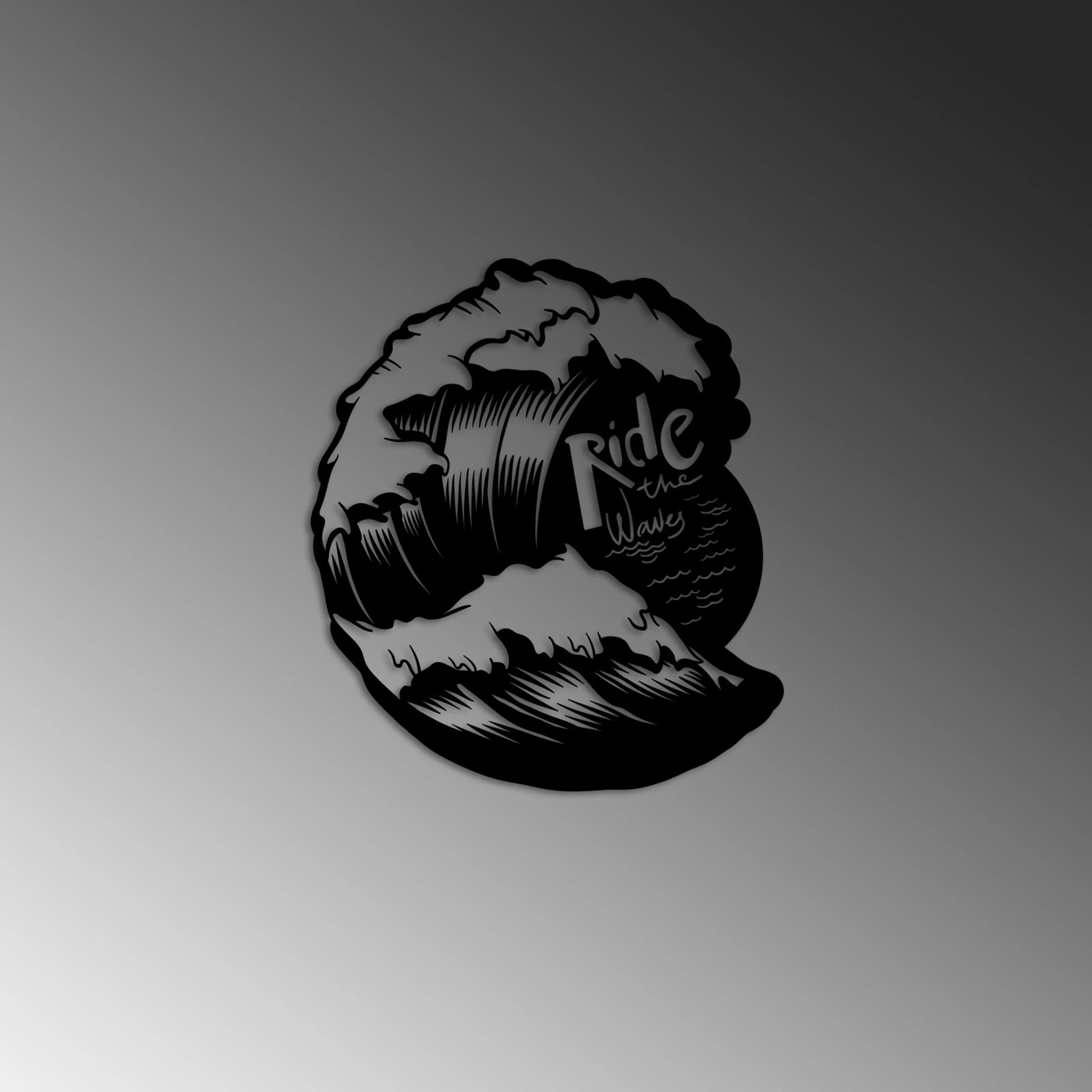 Aksesor dekorativ metalik për mur, Ride The Waves, ngjyrë e zezë, 50x57cm