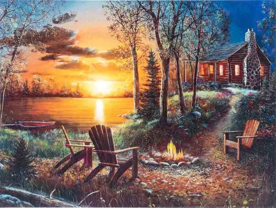 Set mozaik me diamante Norimpex Campfire, 30x40 cm, shumëngjyrësh