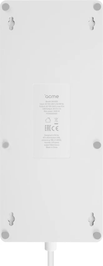Kabllo e rrymës ACME SH3305 Smart Wifi 6 dalje prizë + 4 USB