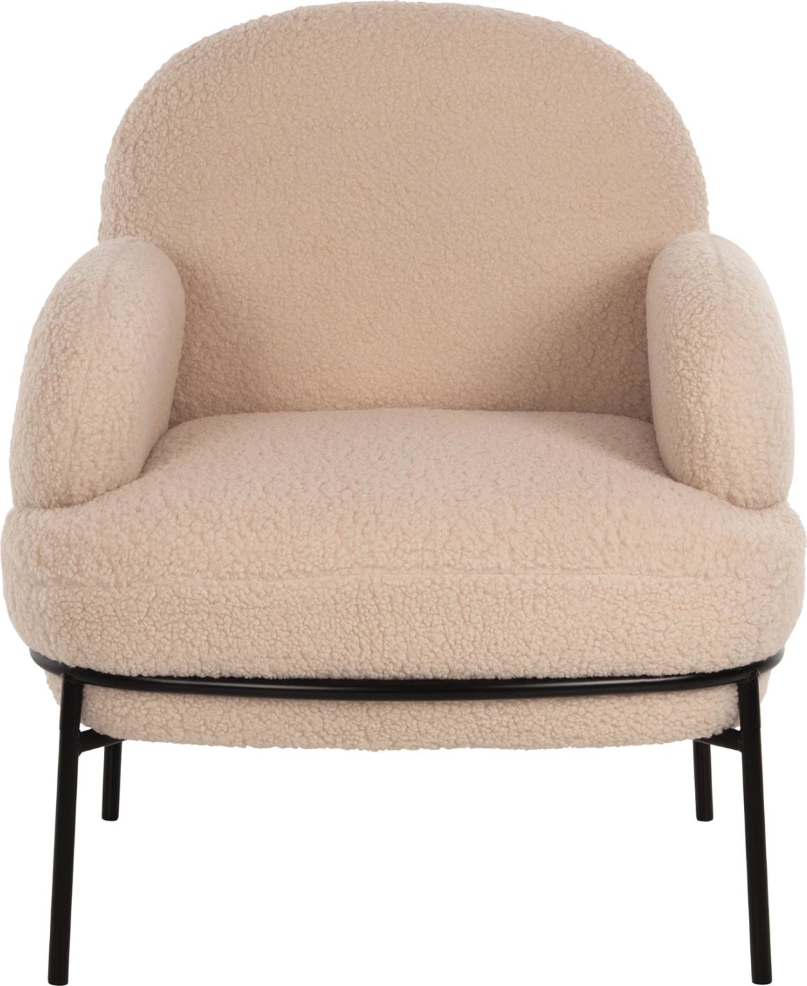 Fotelje AGNES FH9525.20, pëlhurë boucle ecru, këmbë metalike të zeza, 74x71x83H cm.
