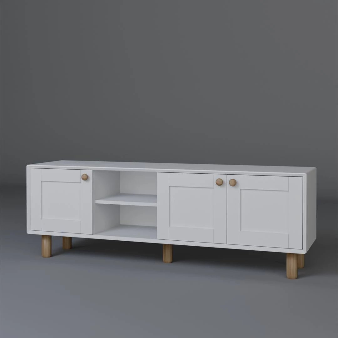 Komodë TV Skye Decor, stil bohemian, e bardhë, 1600-70