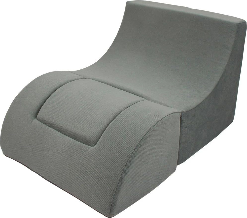 Karrige e palosshme për fëmijë, Vell, shkumë poliuretani, 2‑në‑1 karrige + kub, mbështetëse krahu palosëse, mbulesë e heqshme, gri