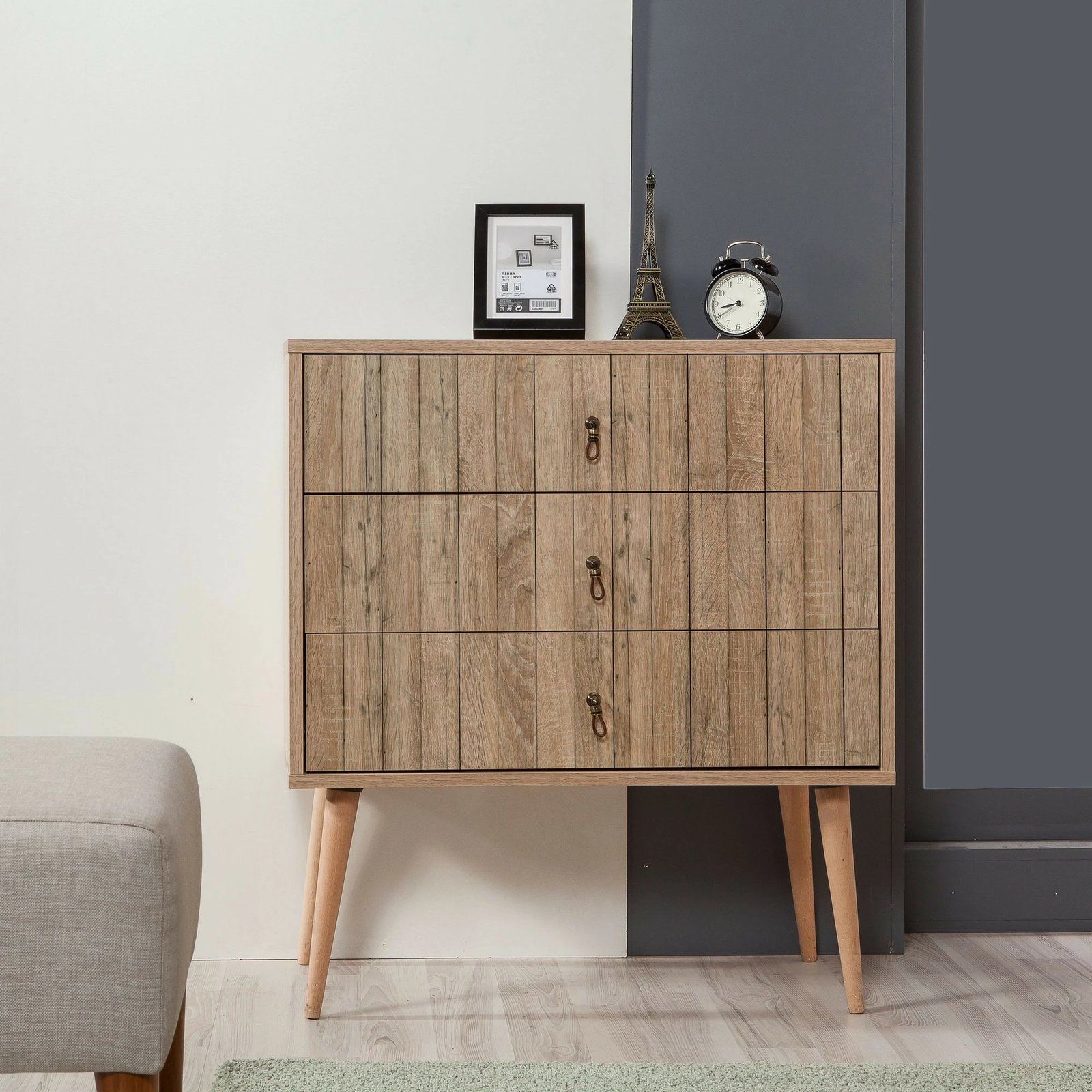 Komodë Skye Decor, Trio, ngjyrë lisi Sonoma, 80x90x40cm