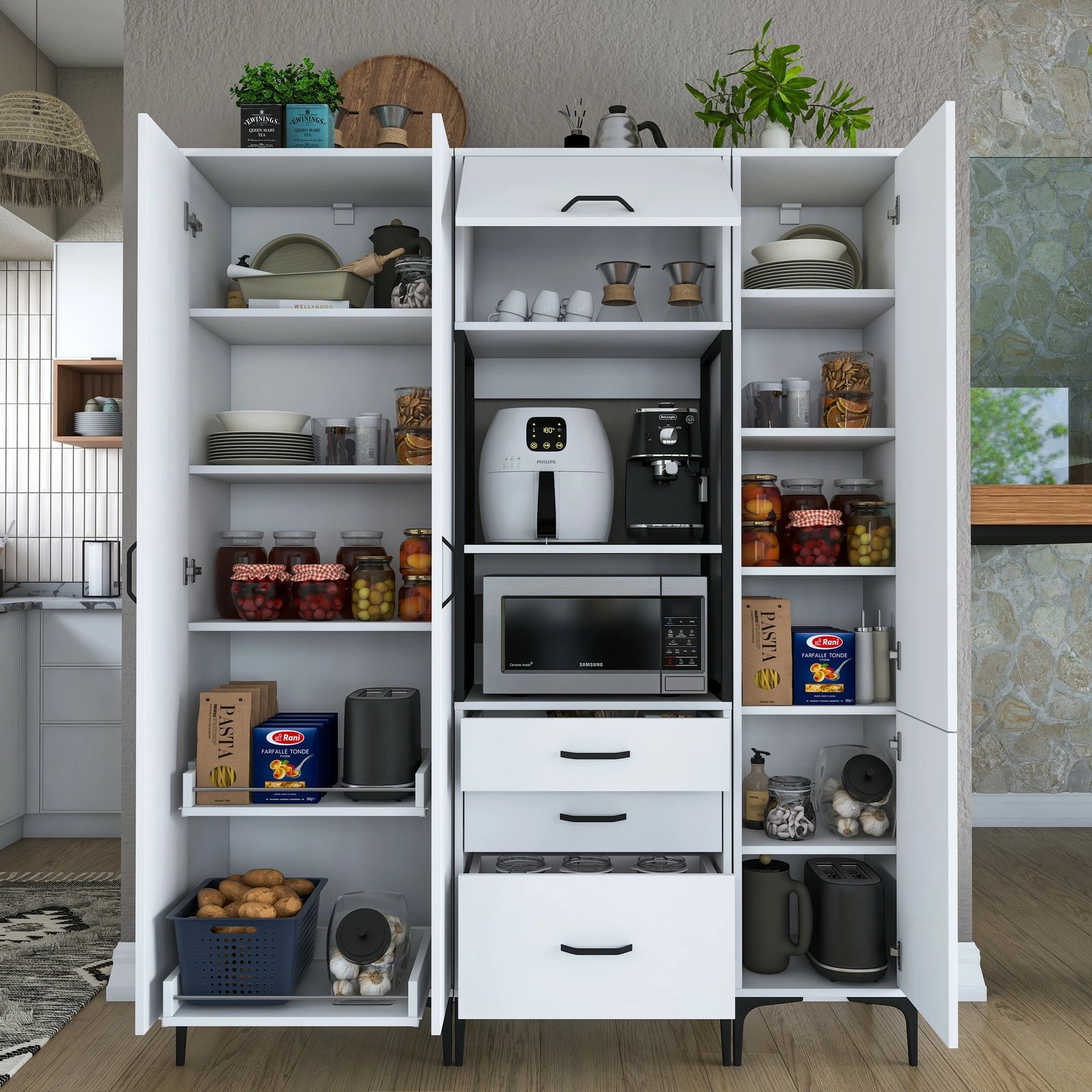 Dollap multifunksional, ngjyrë e bardhë, Skye Decor, JE144 - 3114