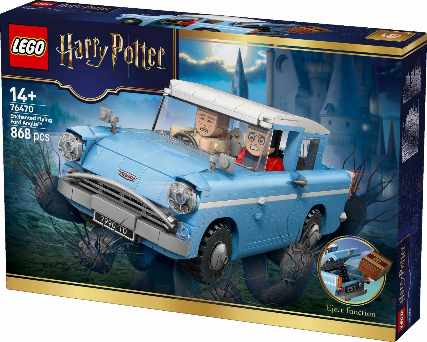 Set ndërtimi LEGO Harry Potter 76470 Enchanted Flying Ford Anglia, 868 pjesë, 14+, 9x25x10 cm, blu
