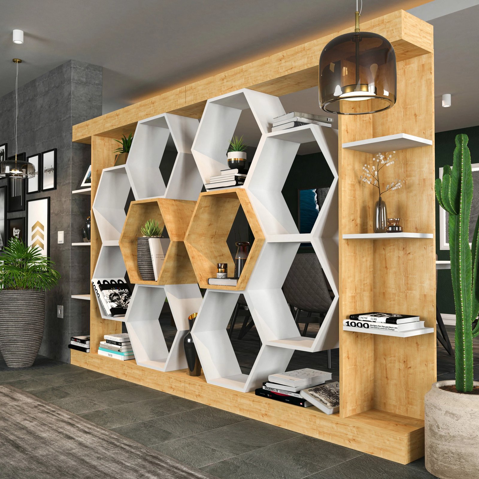 Raft librash Hanah Home, Sueno, i bardhë dhe lis