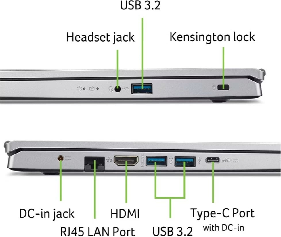 Laptop Acer Aspire Go 15 AG15-42P-R1JP, AMD Ryzen 5 5625U, 16 GB RAM, 512 GB SSD, Argjendtë