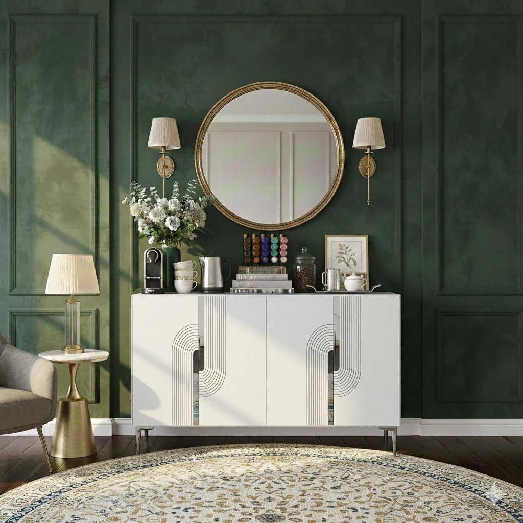 Konsol Skye Decor, Meyra 120, e bardhë, argjend