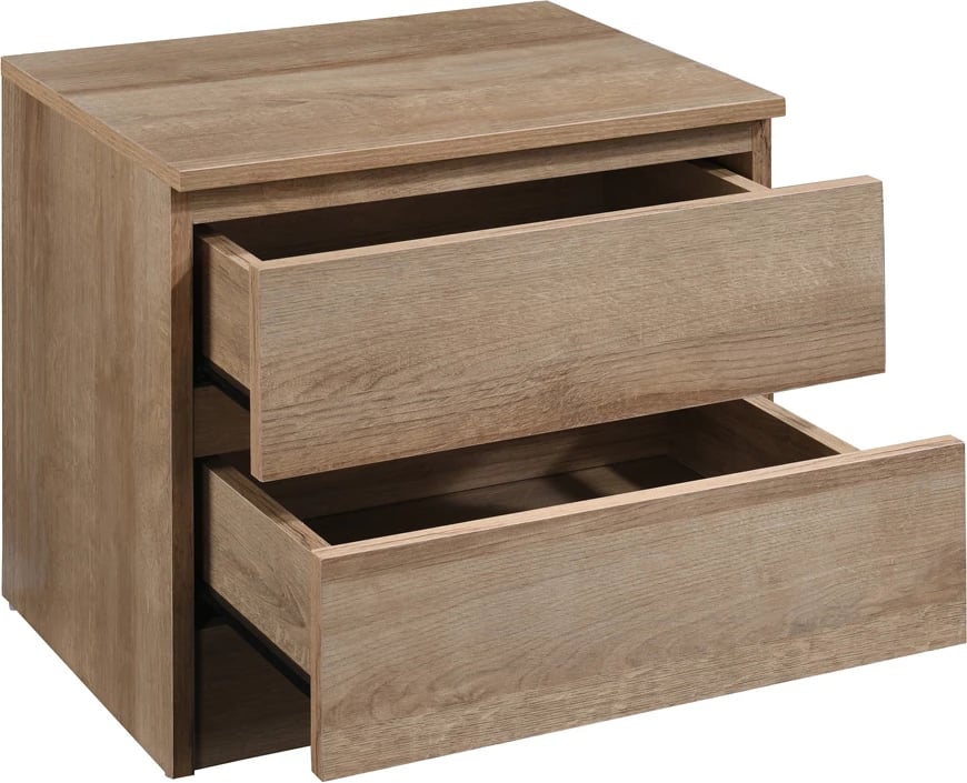 Komodinë POLO me 2 sirtarë, ngjyrë lisi, 45x35.5x45cm