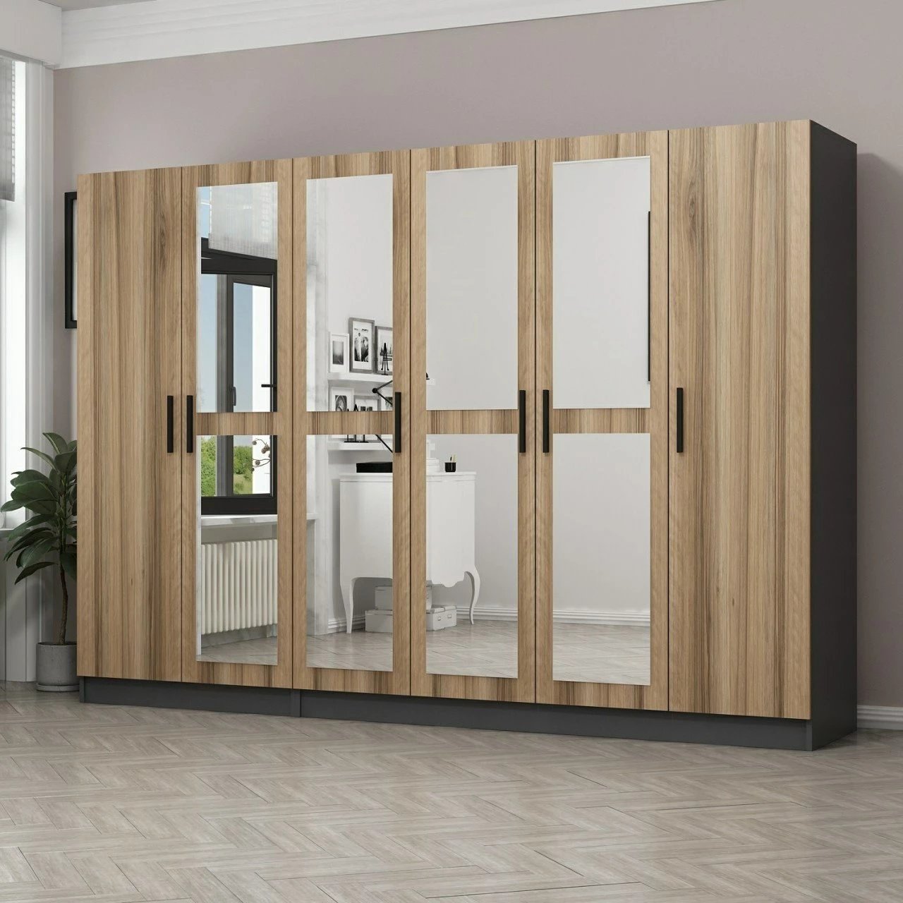 Dollap garderobe, ngjyrë dore, Skye Decor, 270x190x52 cm