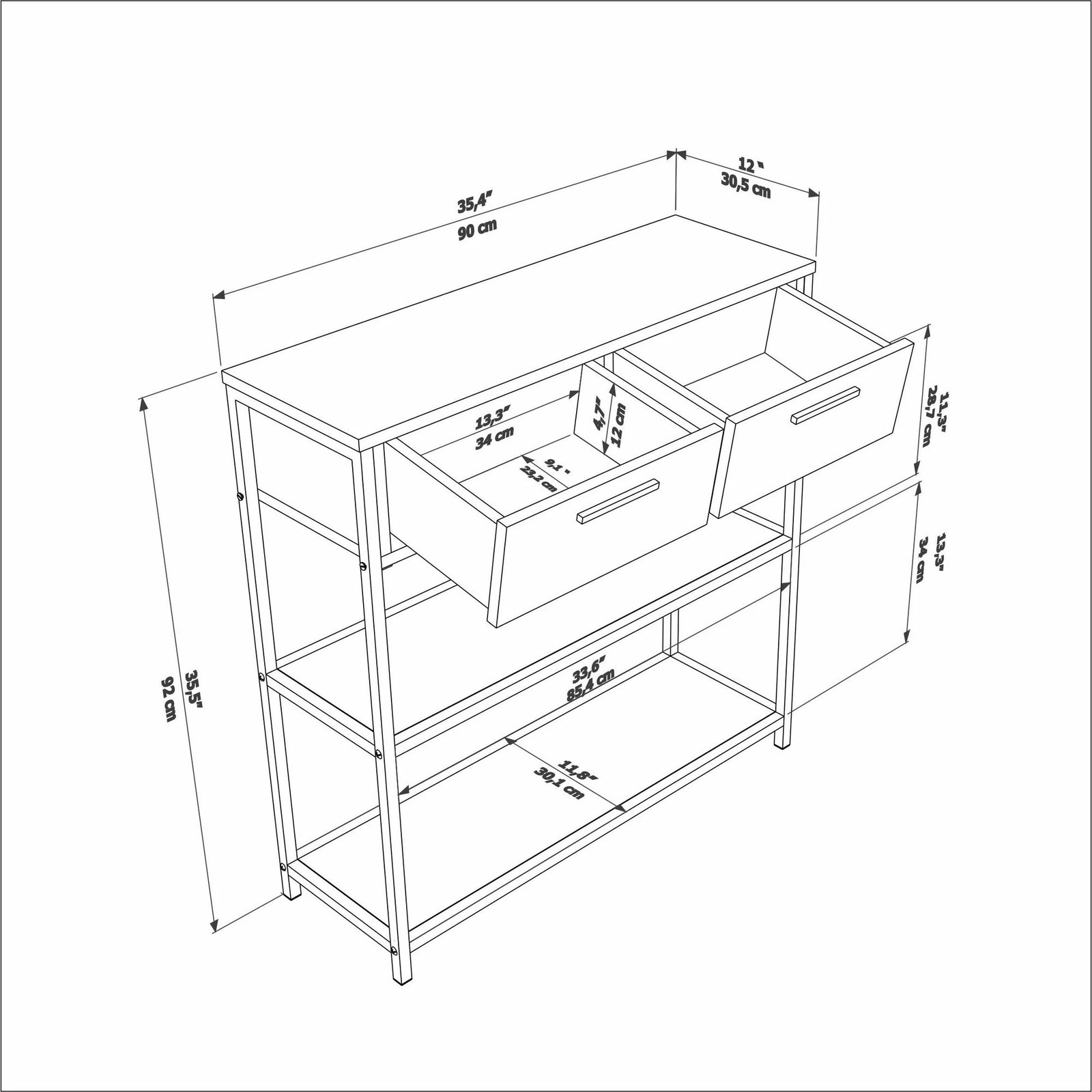 Komodë Skye Decor, ngjyrë e zezë dhe e bardhë