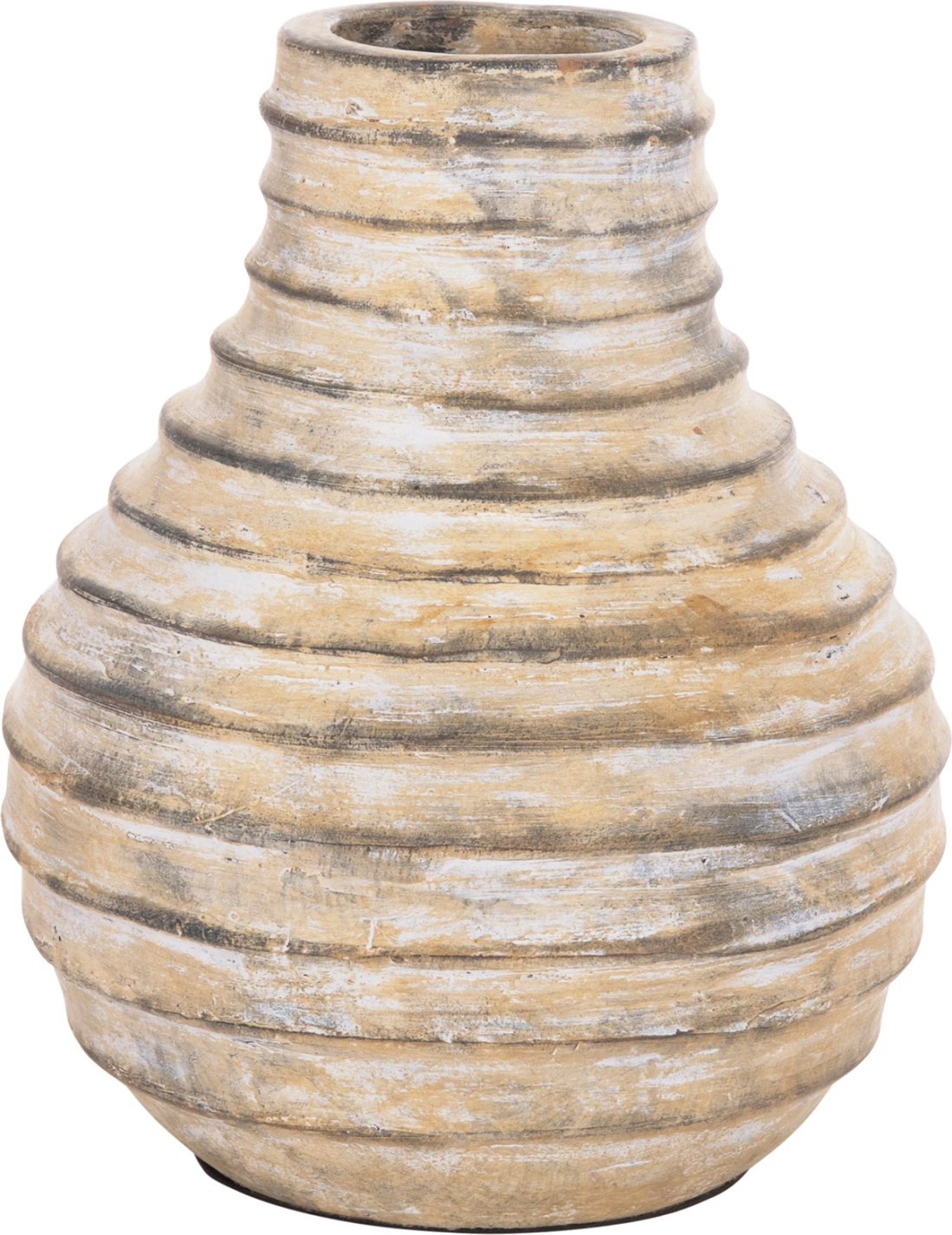 Vazo dekorative tavoline, terrakotë, ngjyrë bezhë e furçuar, VERMO FH4401, 27x30cm