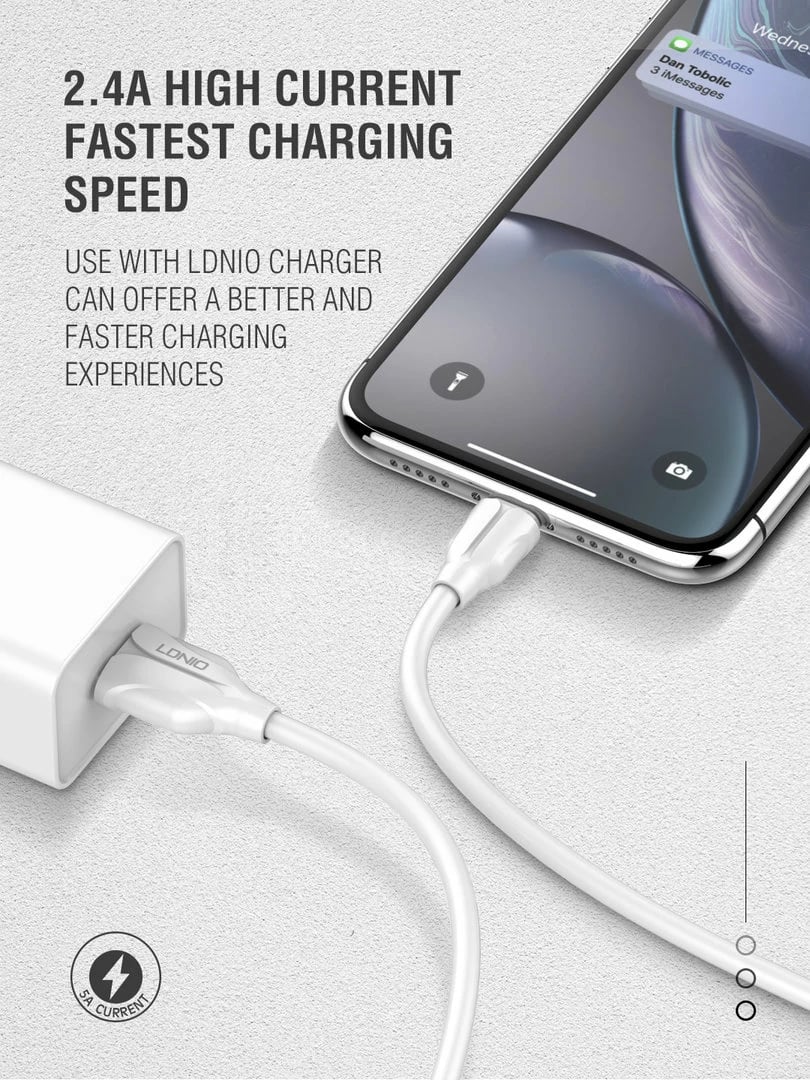 Kabllo E Karikimit LDNIO LS361 (Bardhë)