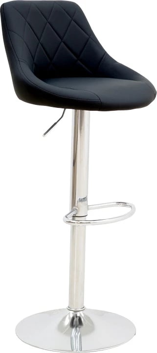 Karrige për bar Boronez, lartësi e rregullueshme, lëkurë artificiale e zezë, bazë kromi, 47x49x112cm, set prej 2 copash