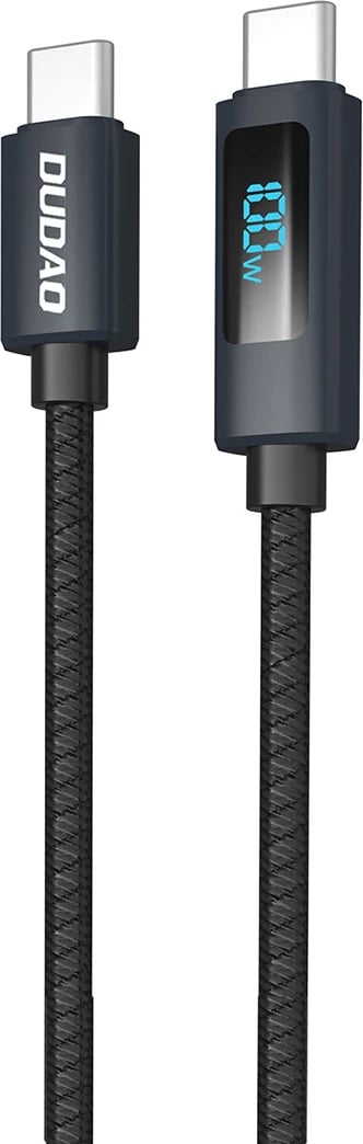 Kabllo USB-C në USB-C Dudao L7C, 1m, 100W, me ekran LED, e zezë