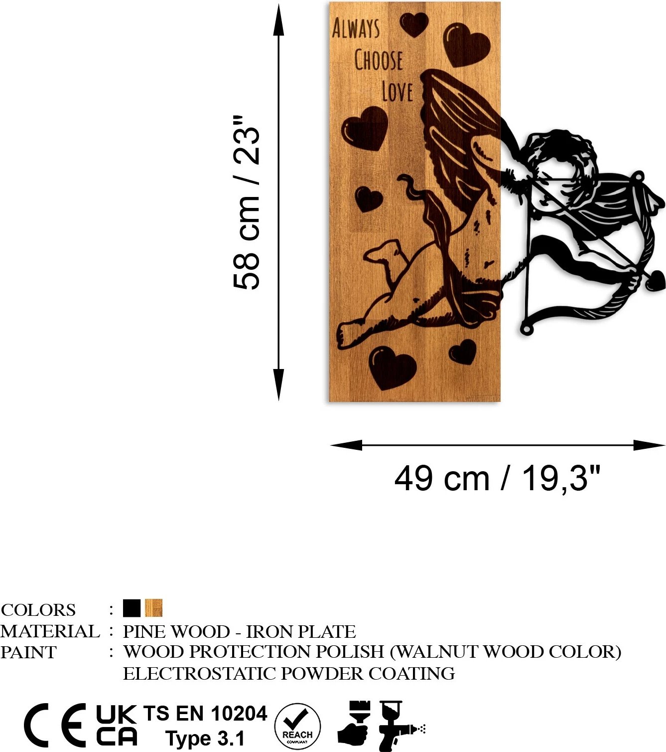 Aksesor dekorativ për mur, dru arre dhe metal, Wallity Eros 01