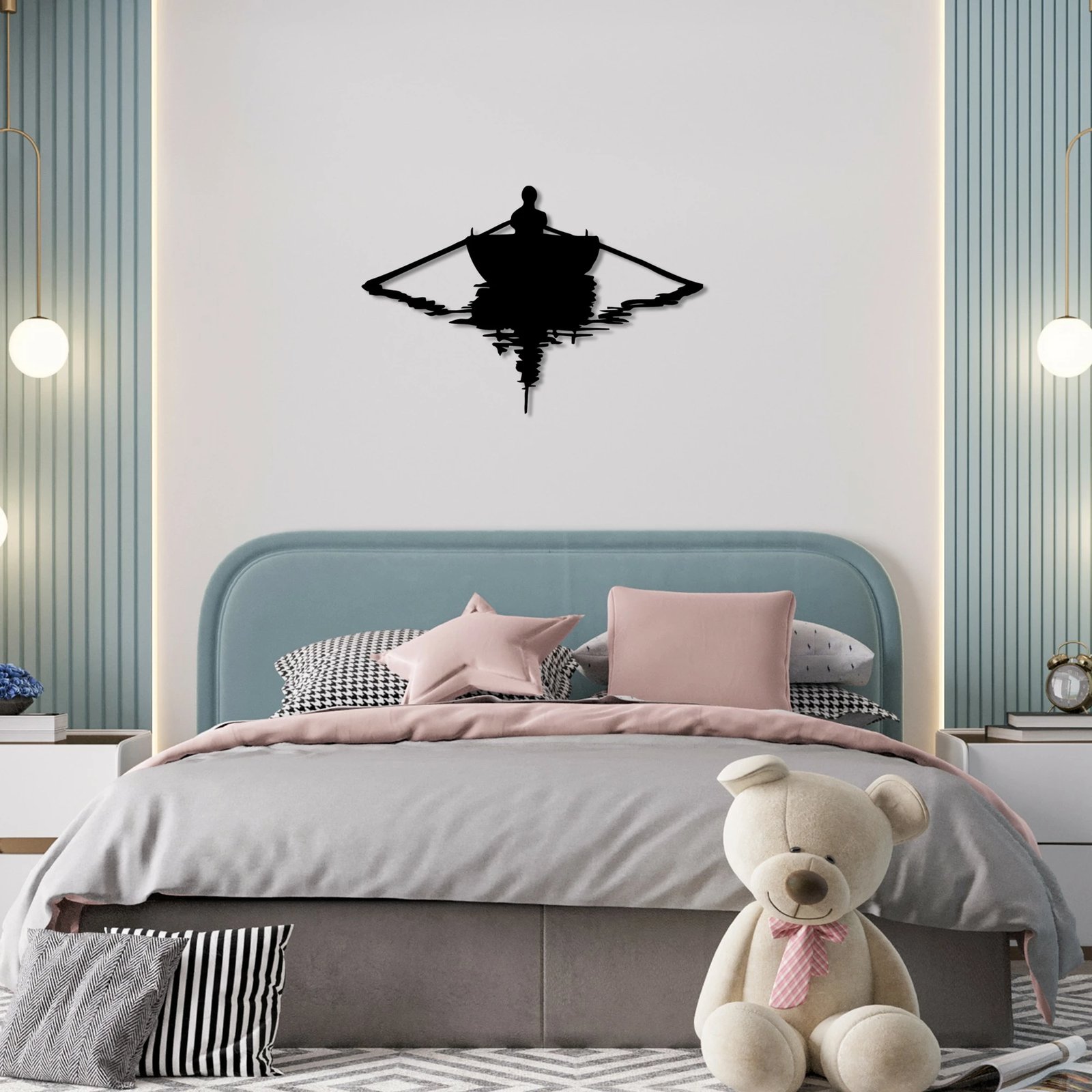 Aksesor dekorativ metalik për mur, Wallity, varkë