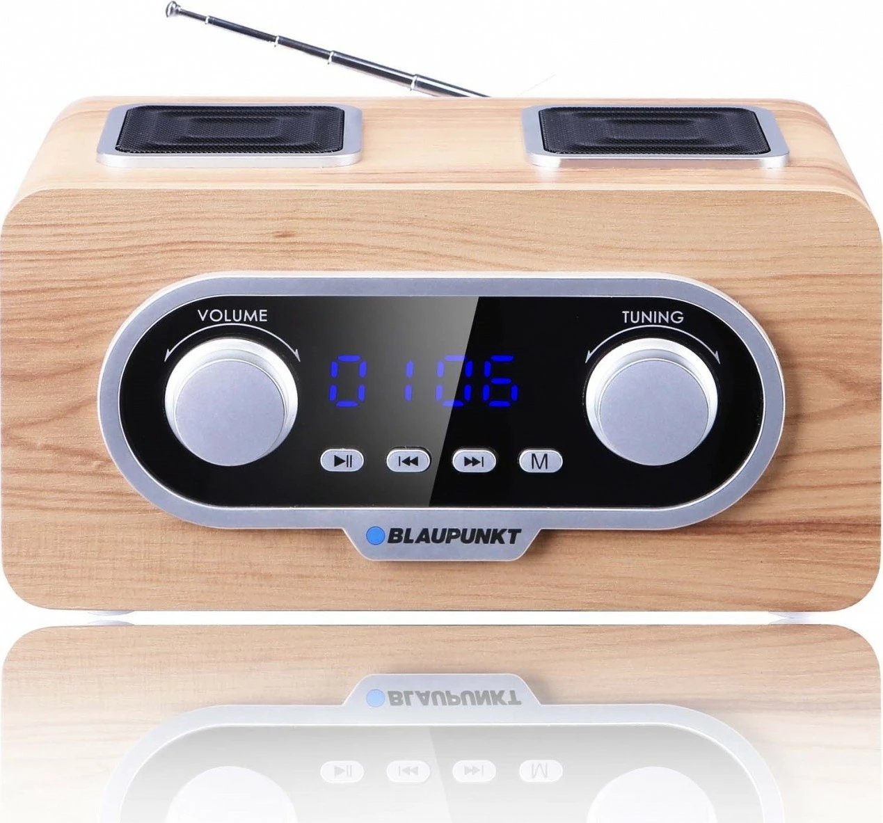 Radio portabile Blaupunkt PP5.2CM, FM PLL, USB/AUX, orë, ngjyrë dru