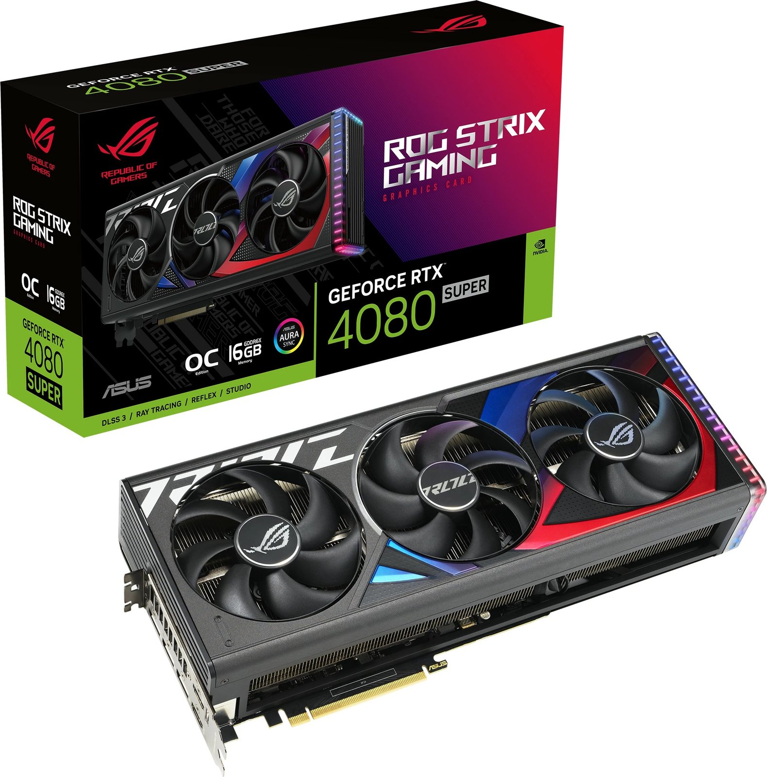 Kartelë grafike ASUS ROG Strix RTX 4080 SUPER, 16 GB, GDDR6X, PCI Express 4.0, Multicolour Kartelë grafike ASUS ROG Strix RTX 4080 SUPER, 16 GB, GDDR6X, PCI Express 4.0, Multicolour