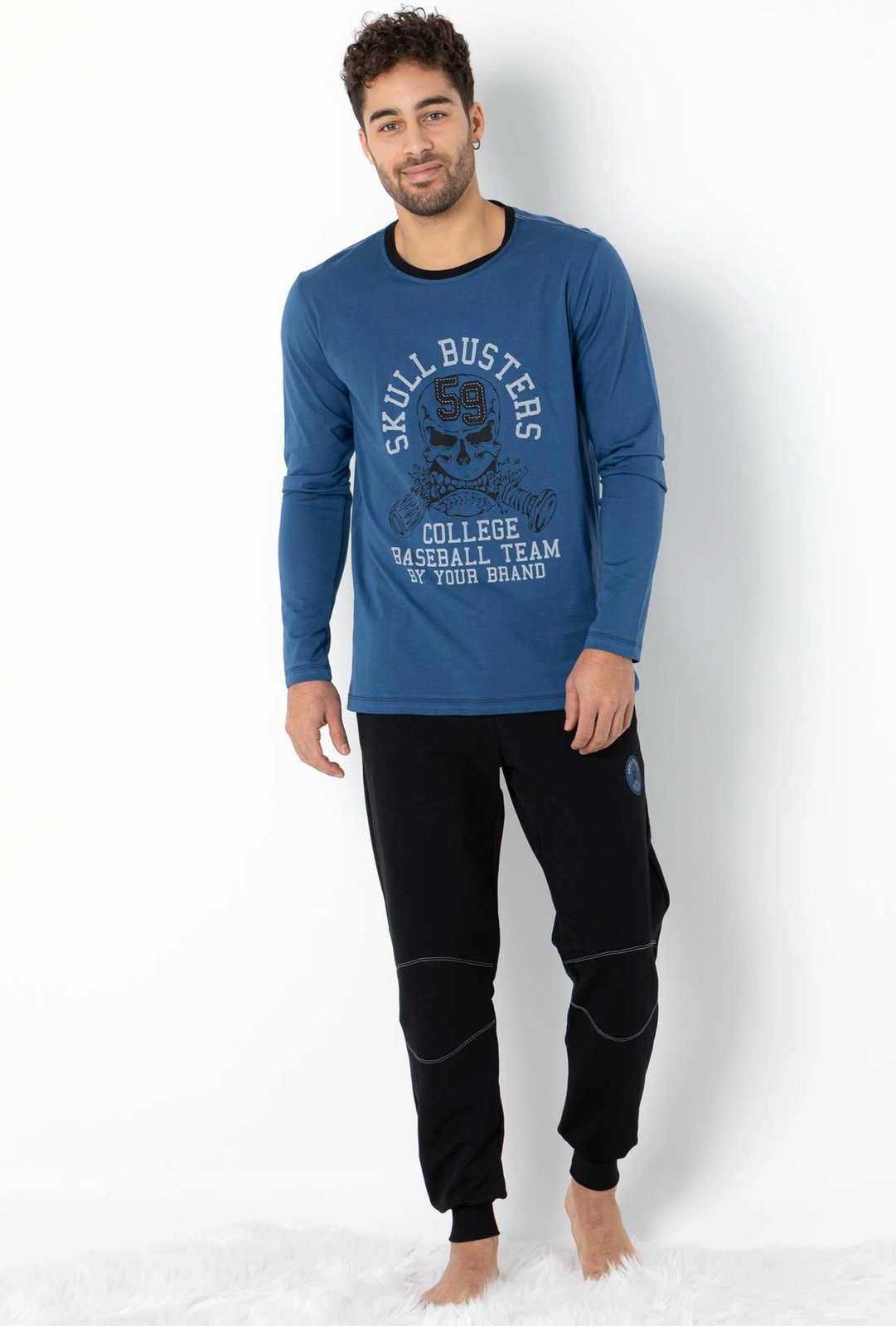 Set pizhamash për burra, Jumeon, 002-000691, blu, e zezë